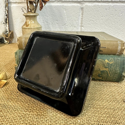 Black Glass Amethyst Art Deco Pedestals - The Blind Mole