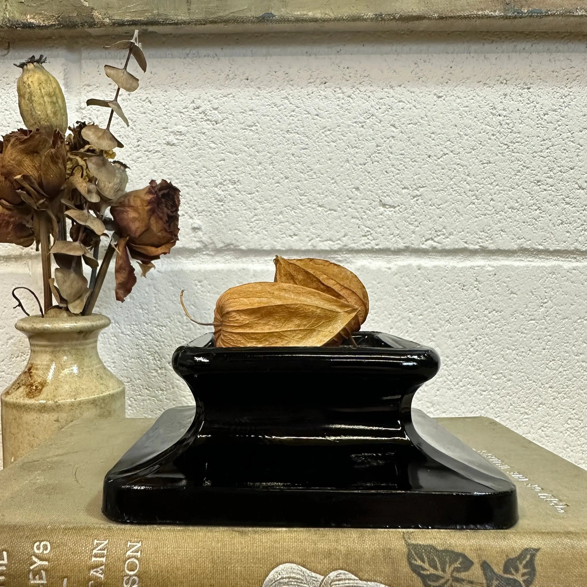 Black Glass Amethyst Art Deco Pedestals - The Blind Mole