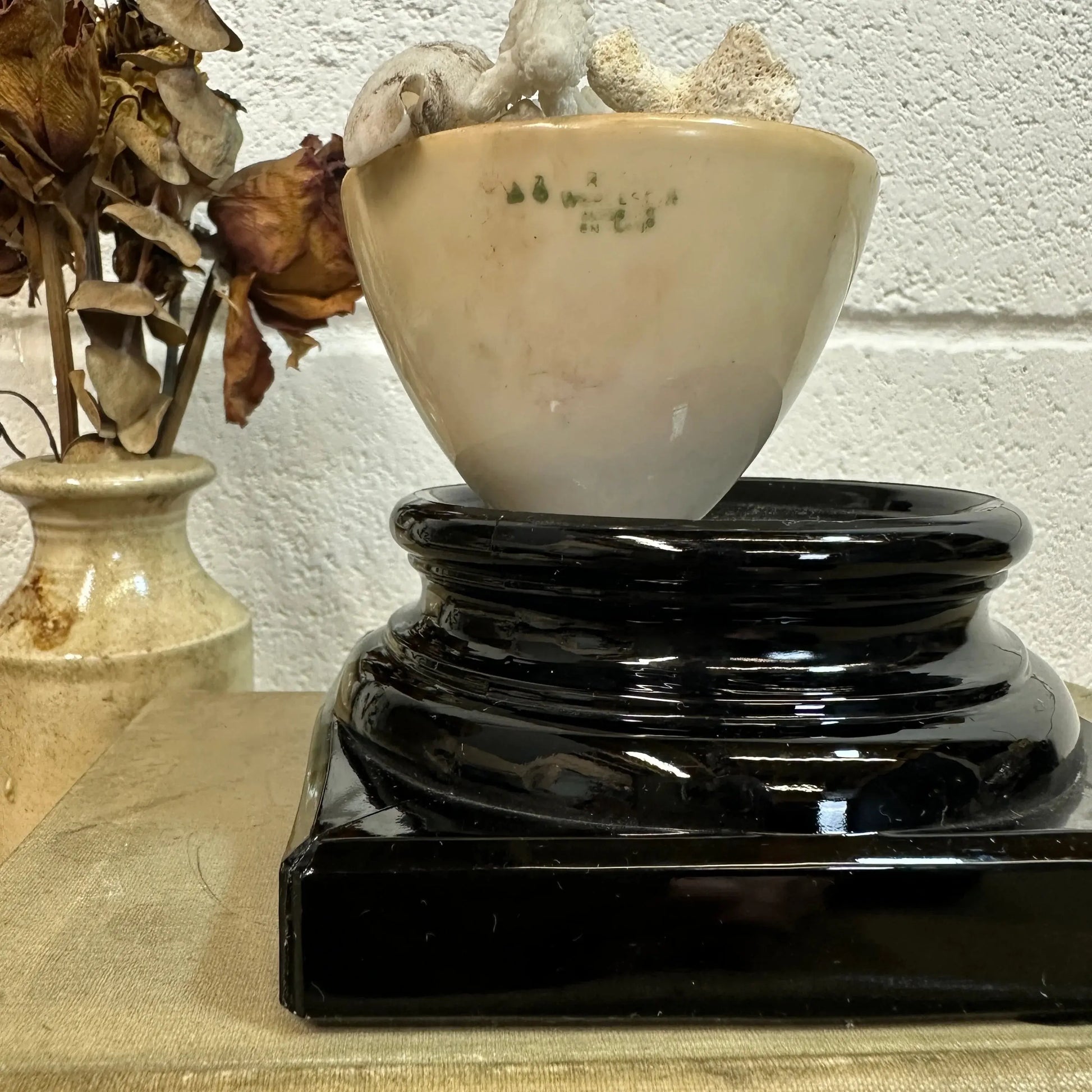 Black Amethyst Glass Art Deco Pedestals - The Blind Mole