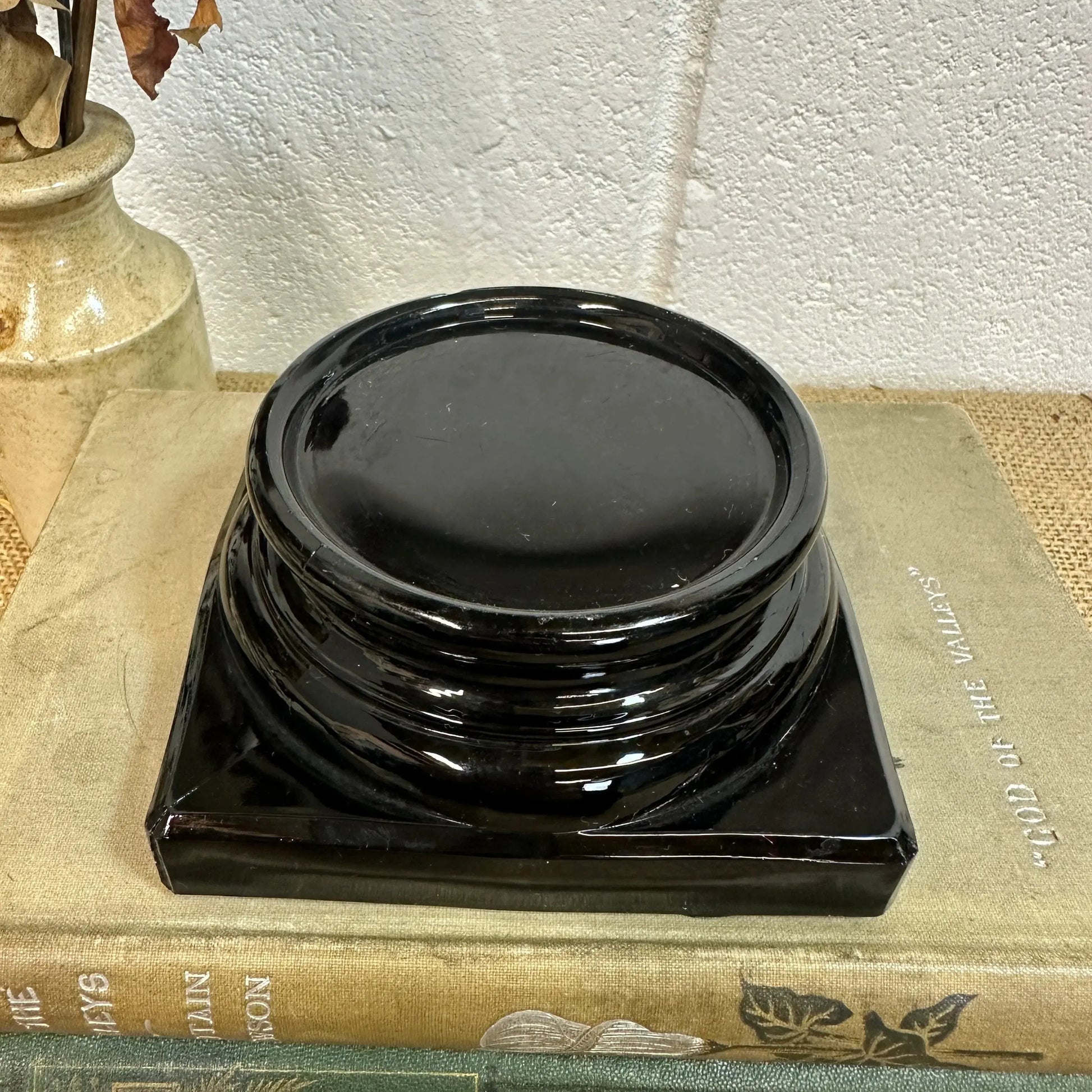 Black Amethyst Glass Art Deco Pedestals - The Blind Mole