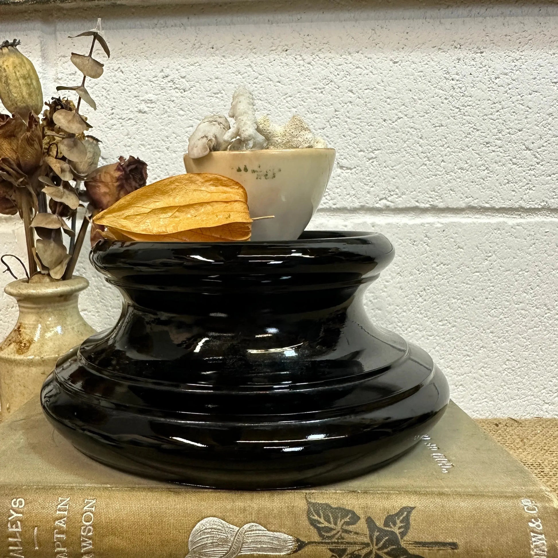 Black Glass Amethyst Art Deco Pedestals - The Blind Mole
