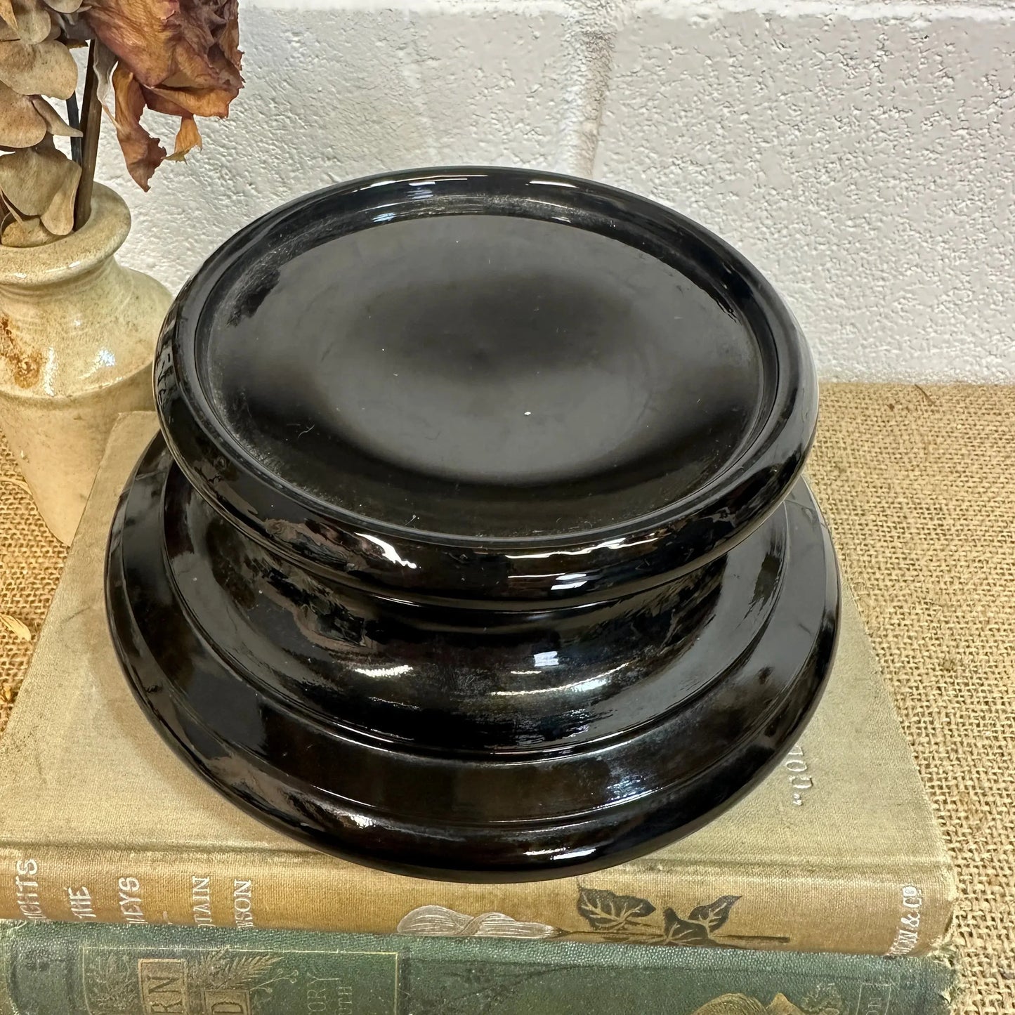 Black Glass Amethyst Art Deco Pedestals - The Blind Mole