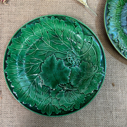 Victorian Vine Leaf Majolica Plates Pair The Blind Mole