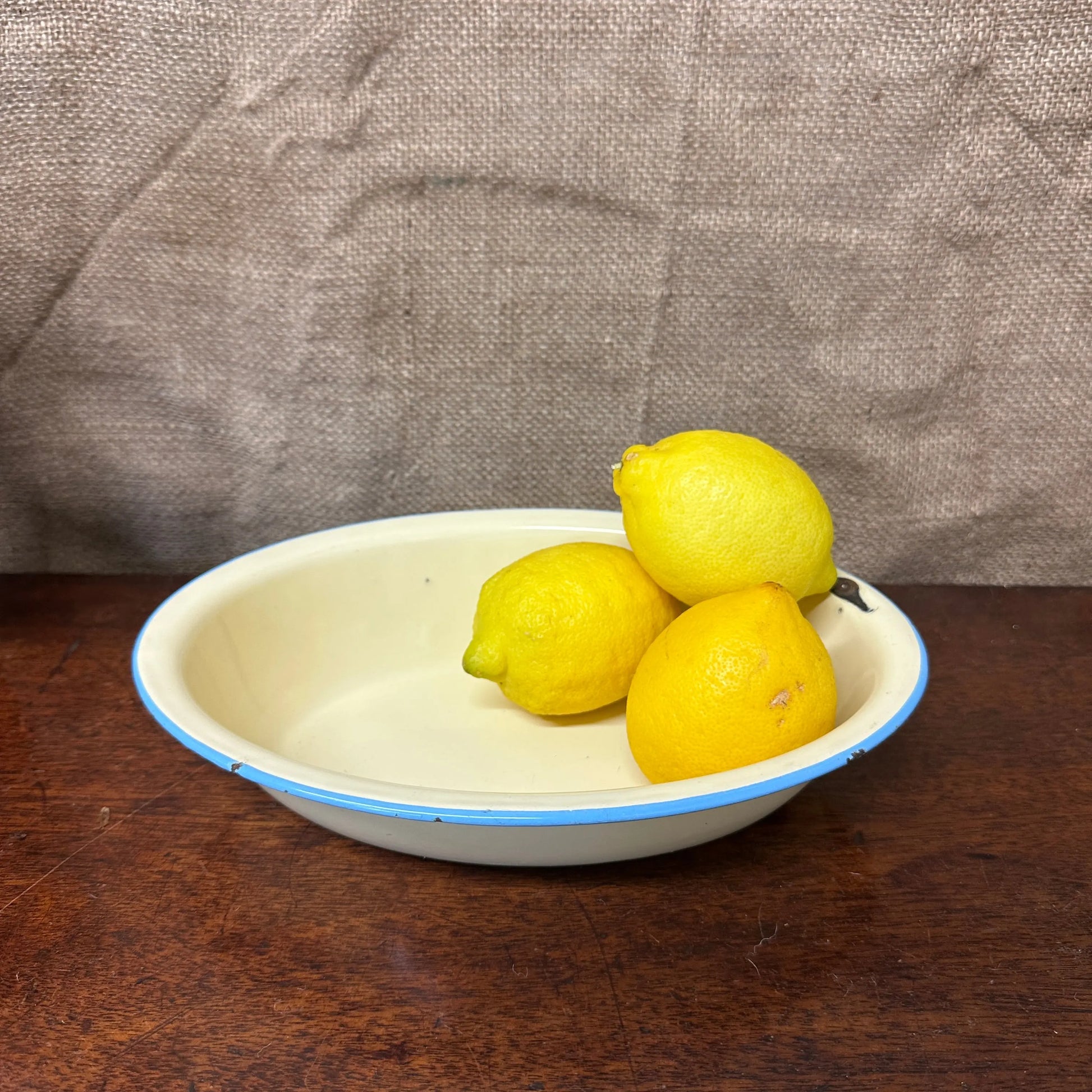 Enamel Yellow & Blue Oval Dish The Blind Mole