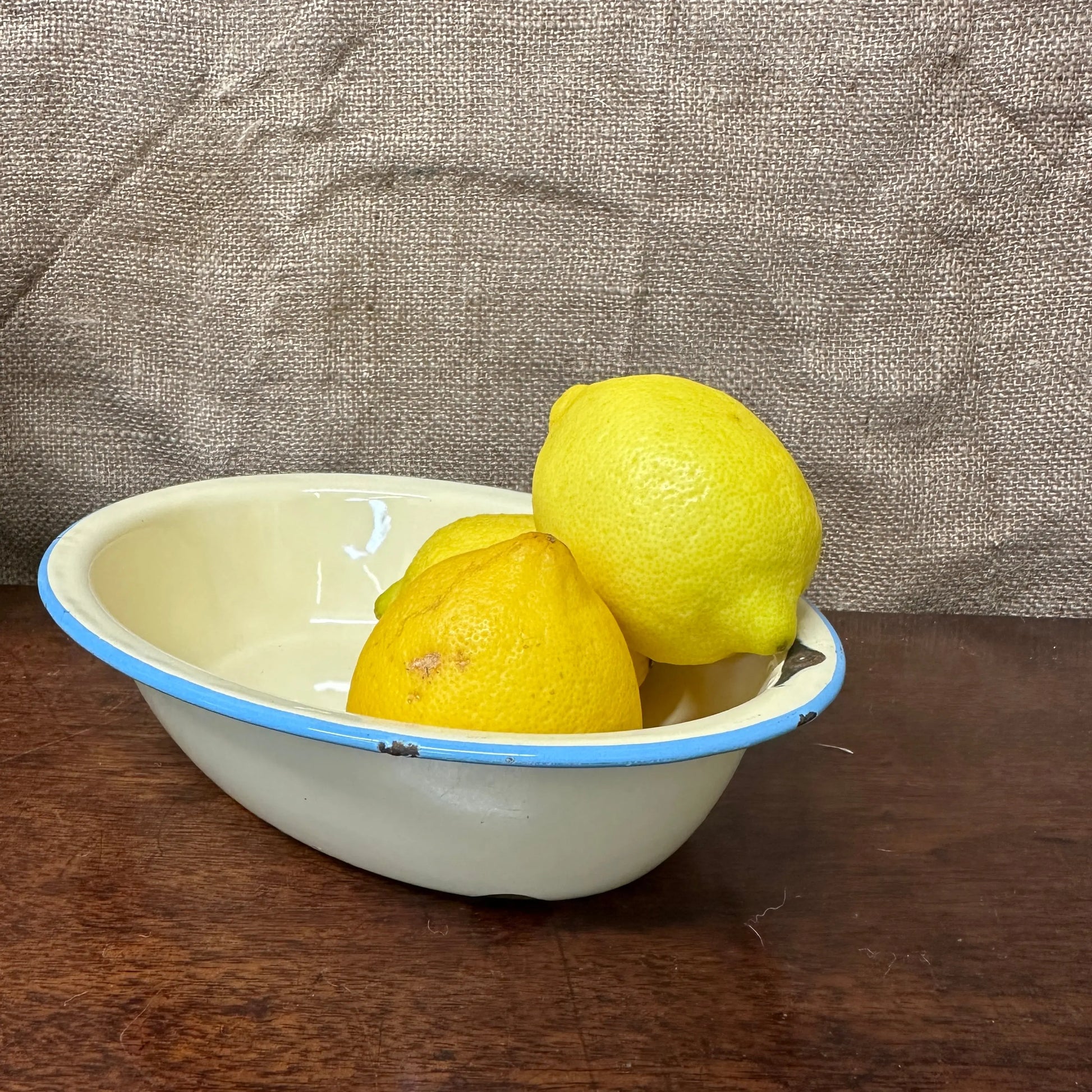 Enamel Yellow & Blue Oval Dish The Blind Mole