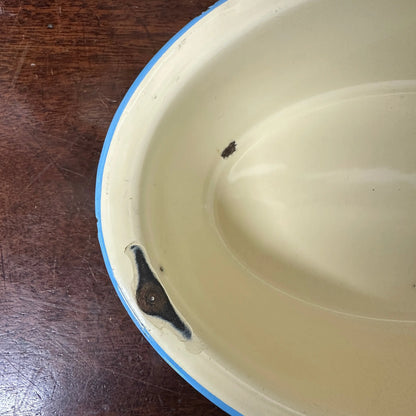 Enamel Yellow & Blue Oval Dish The Blind Mole