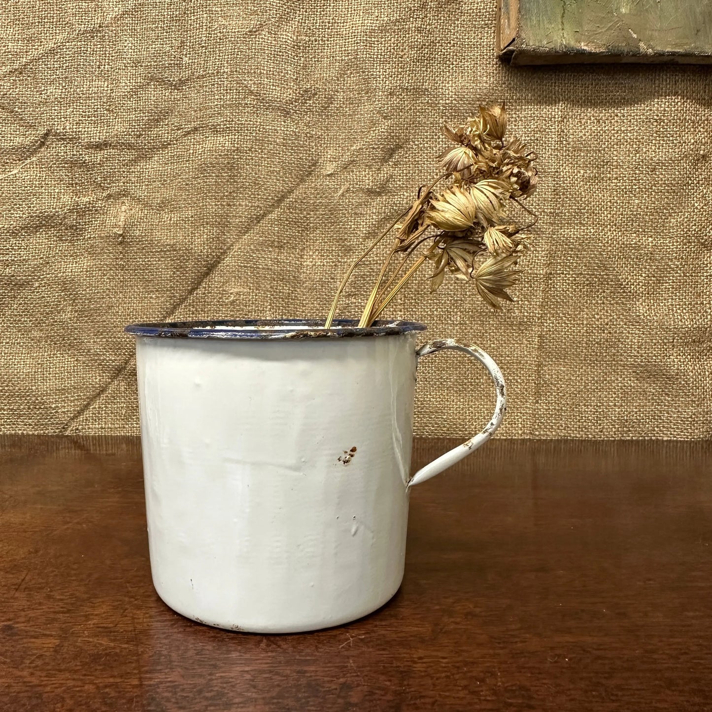 Enamel Vintage White Mug The Blind Mole