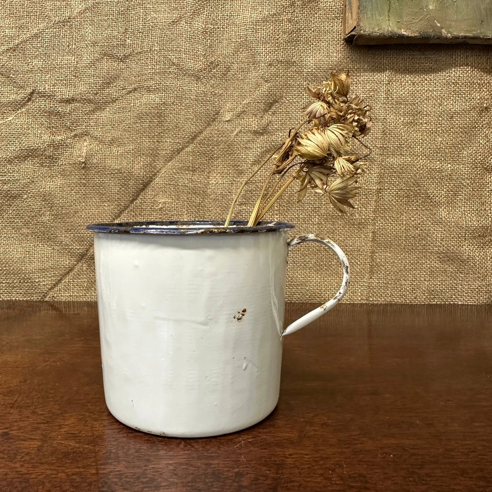 Enamel Vintage White Mug The Blind Mole