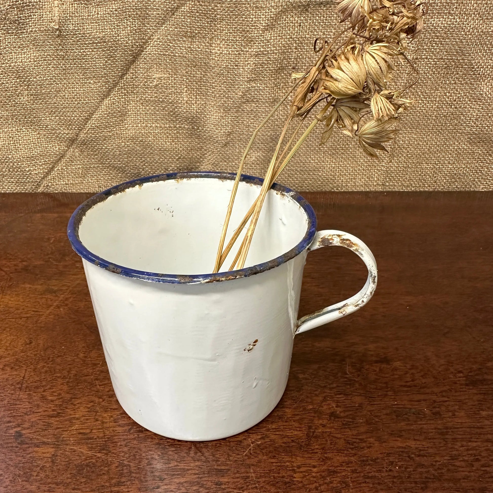 Enamel Vintage White Mug The Blind Mole