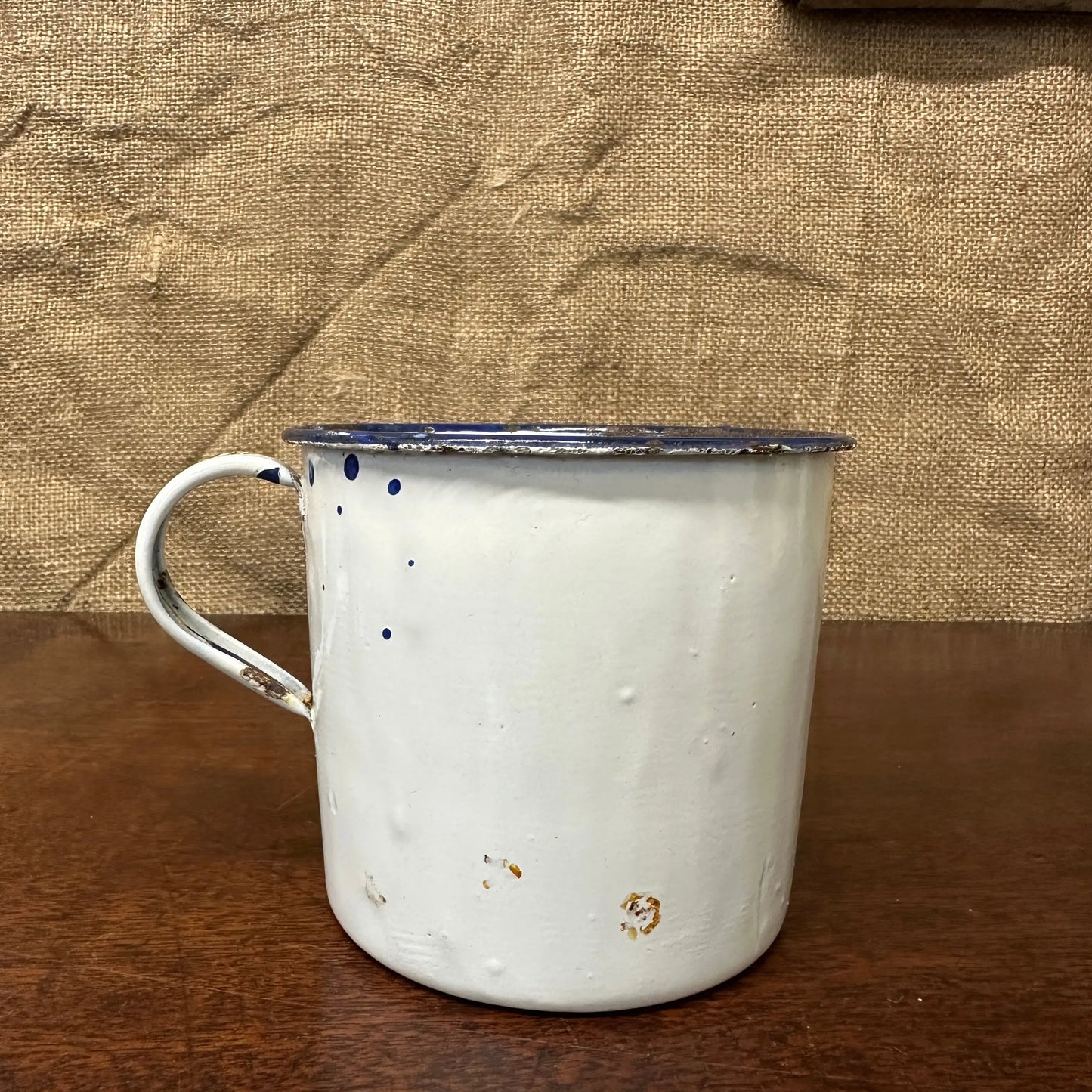 Enamel Vintage White Mug The Blind Mole