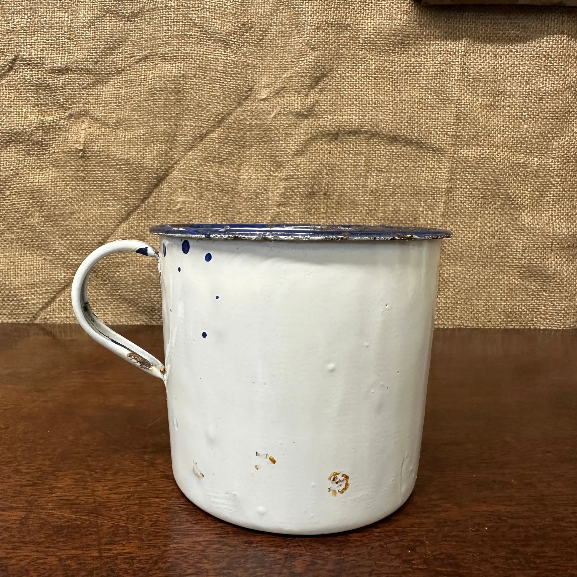 Enamel Vintage White Mug The Blind Mole