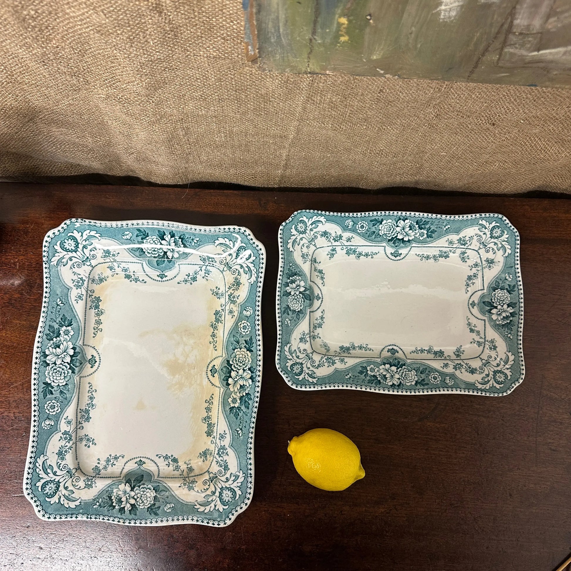 Early Victorian Blue Platters Pair The Blind Mole