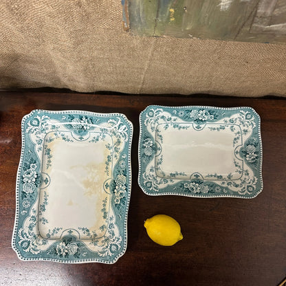 Early Victorian Blue Platters Pair The Blind Mole