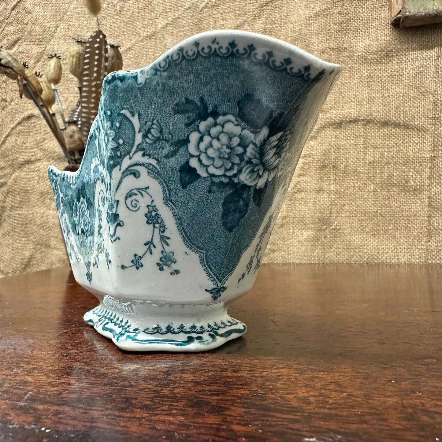 Early Victorian Blue Milk Jug F & Sons Burslem The Blind Mole
