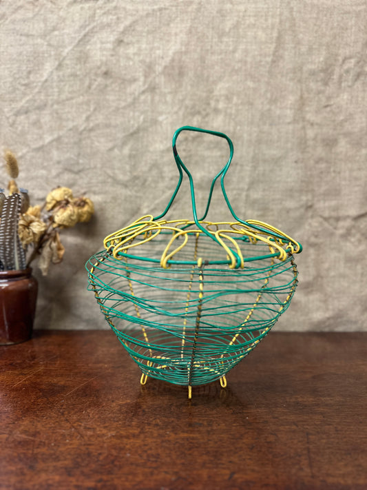 Vintage French Green Egg Wire Basket