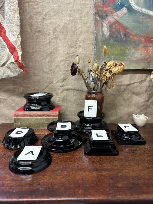 Black Amethyst Glass Art Deco Pedestals - The Blind Mole