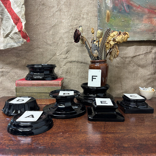 Black Glass Amethyst Art Deco Pedestals - The Blind Mole