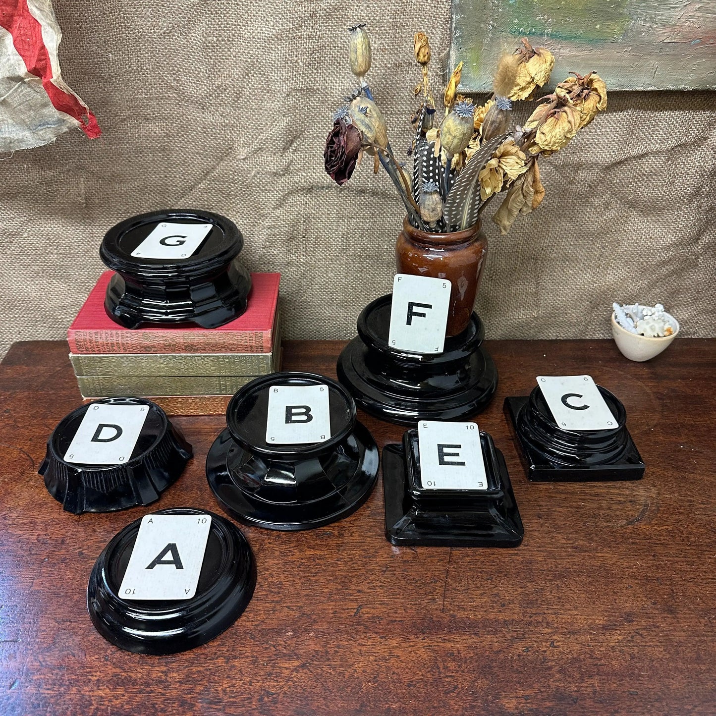 Black Glass Amethyst Art Deco Pedestals - The Blind Mole