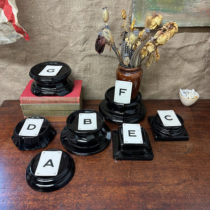 Black Glass Amethyst Art Deco Pedestals - The Blind Mole