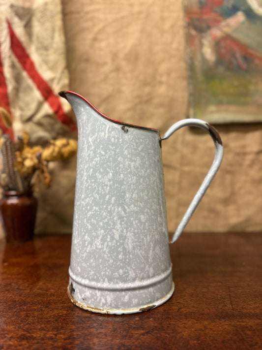 French Grey Mottled Enamel Jug
