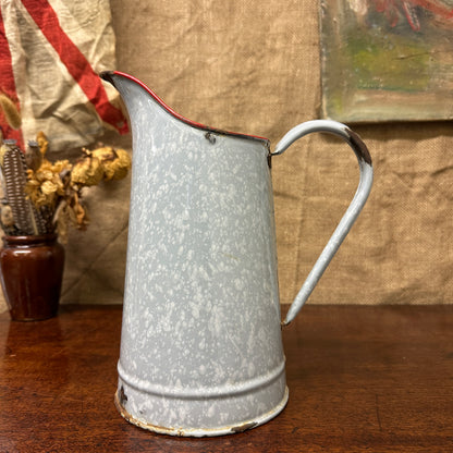 French Grey Mottled Enamel Jug