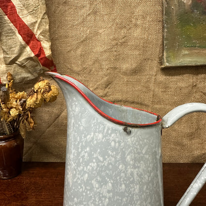 French Grey Mottled Enamel Jug