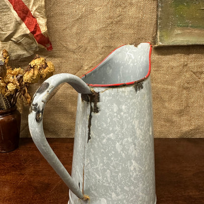 French Grey Mottled Enamel Jug