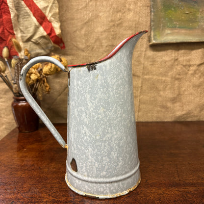 French Grey Mottled Enamel Jug
