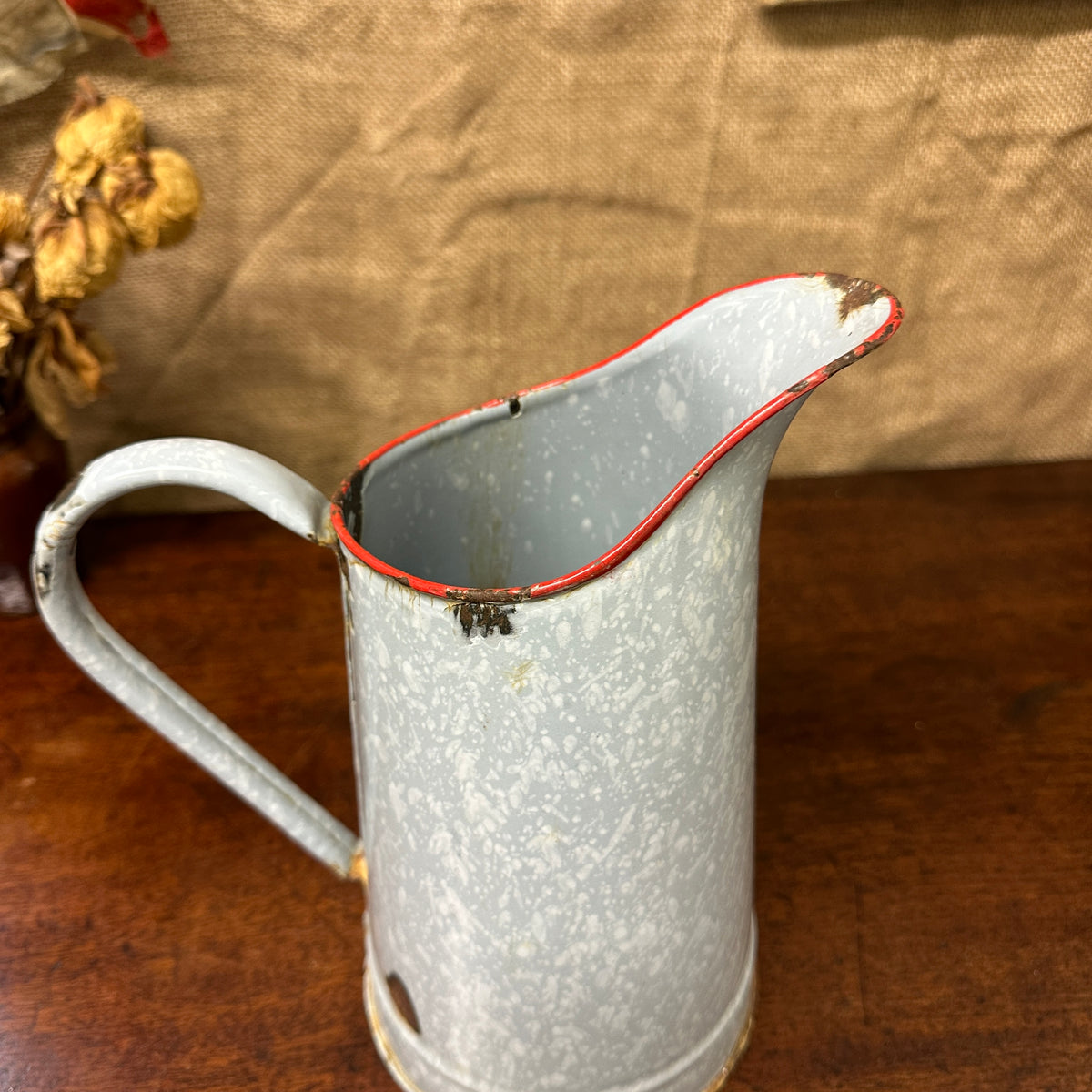 French Grey Mottled Enamel Jug
