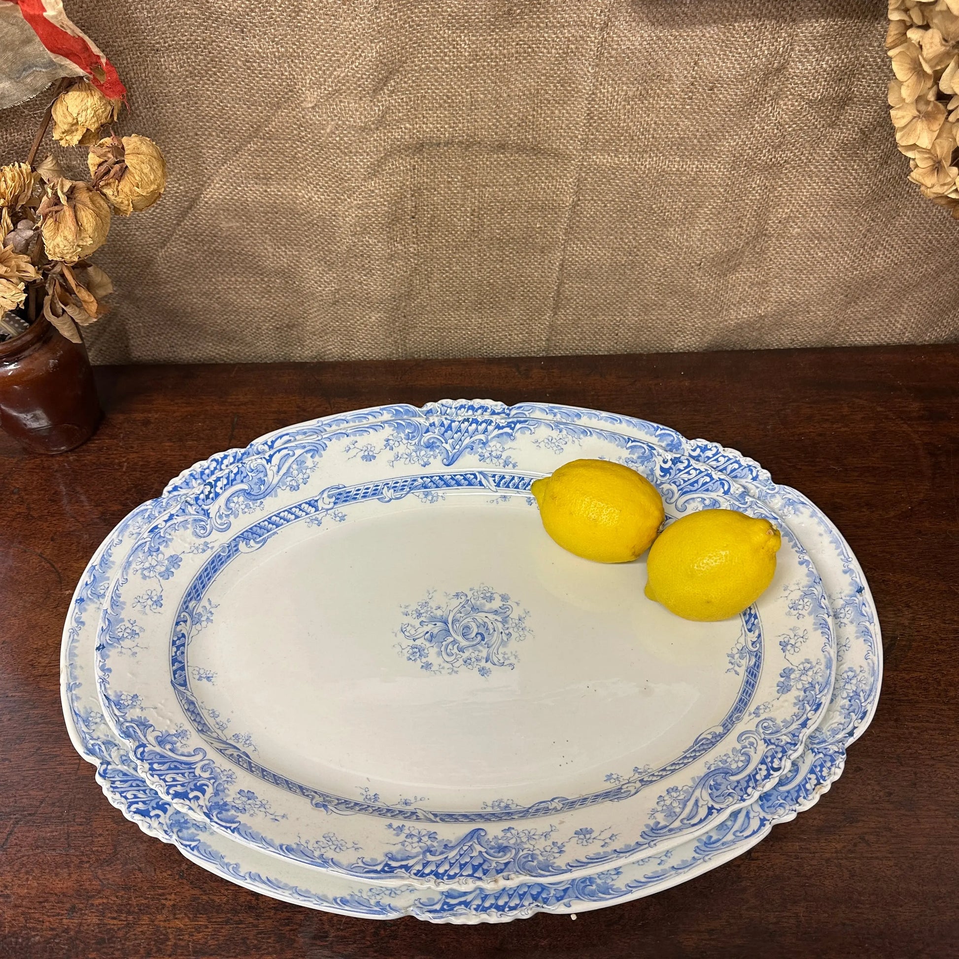 Pair of Victorian Serving Meat Platters Transferware The Blind Mole