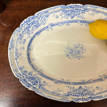 Pair of Victorian Serving Meat Platters Transferware The Blind Mole