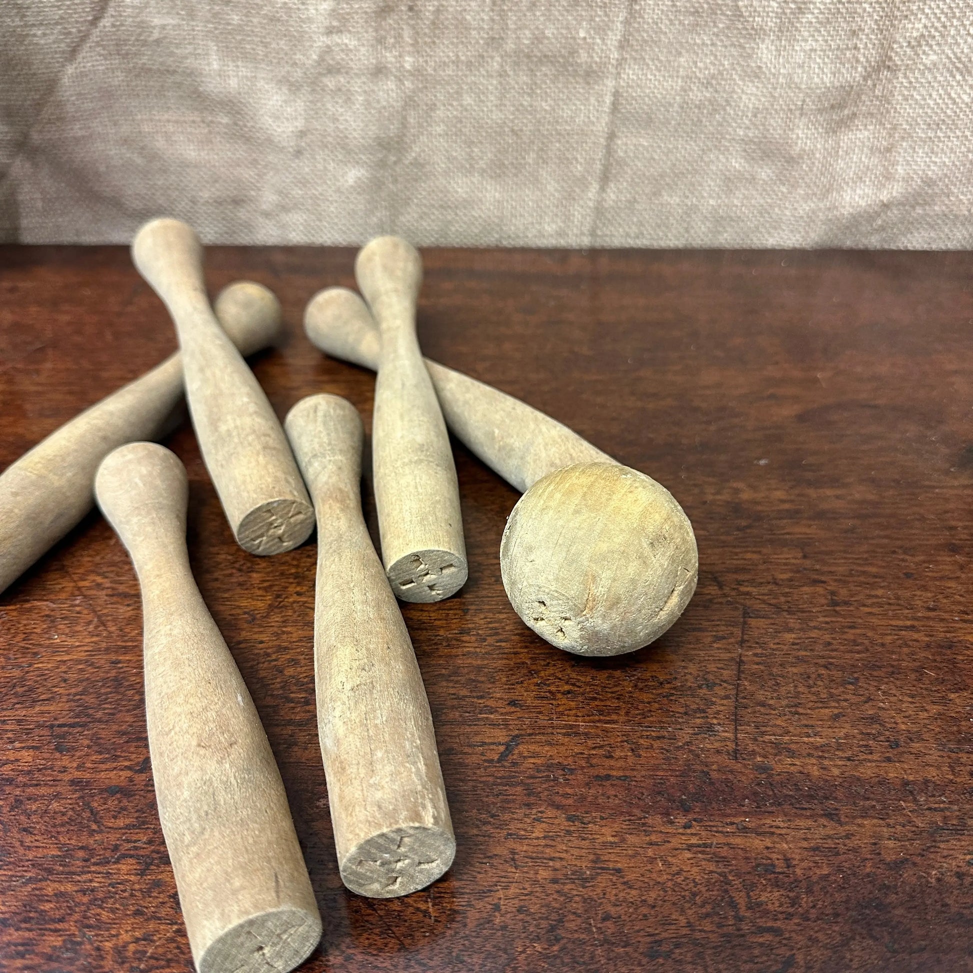 Vintage Wooden Skittle Set The Blind Mole