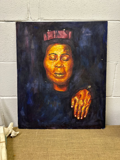 Mid Century Original Portrait on Board