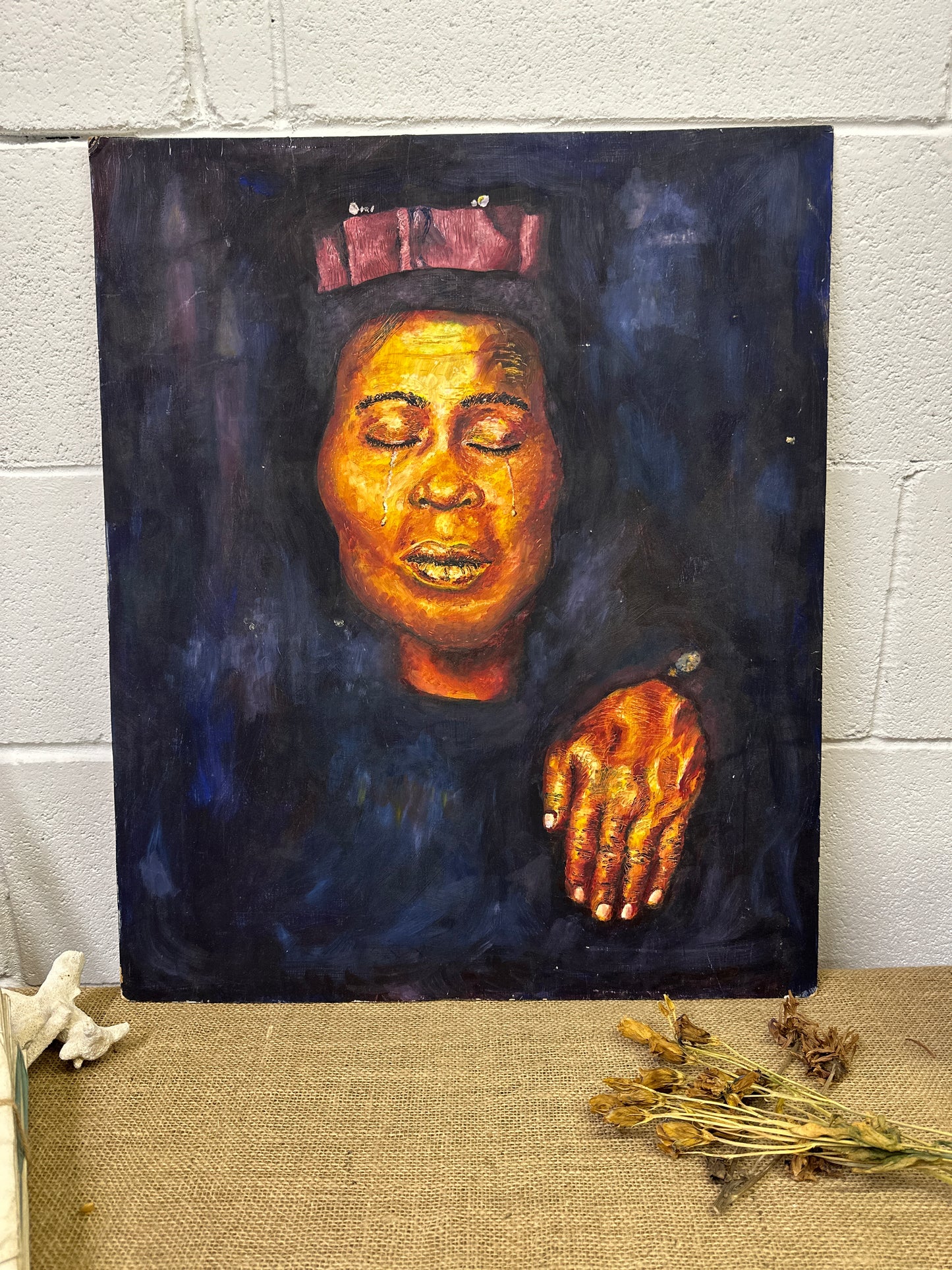 Mid Century Original Portrait on Board