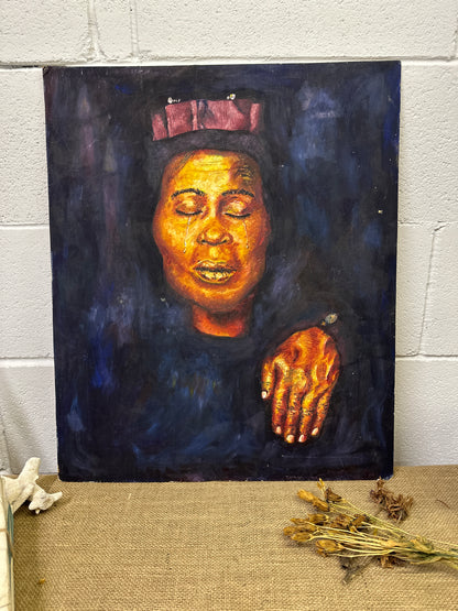 Mid Century Original Portrait on Board