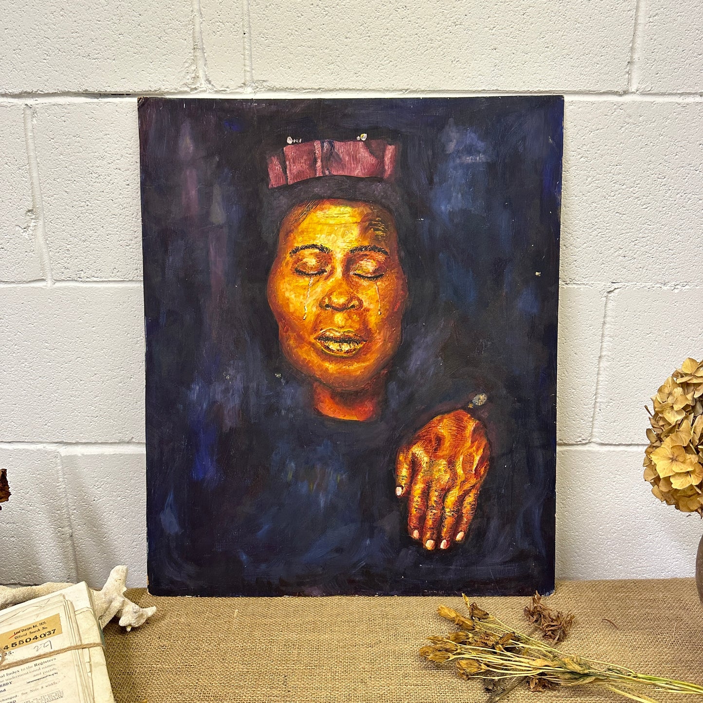 Mid Century Original Portrait on Board