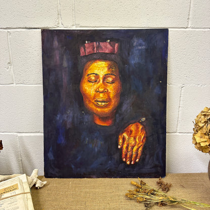 Mid Century Original Portrait on Board