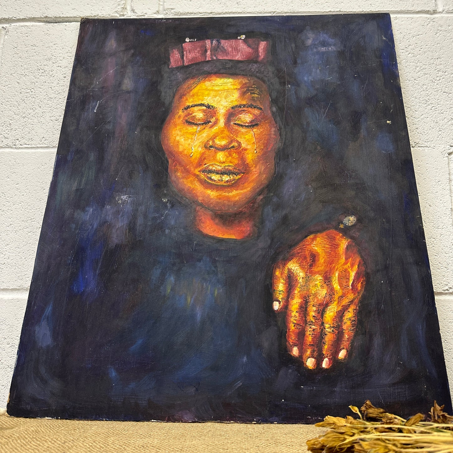 Mid Century Original Portrait on Board