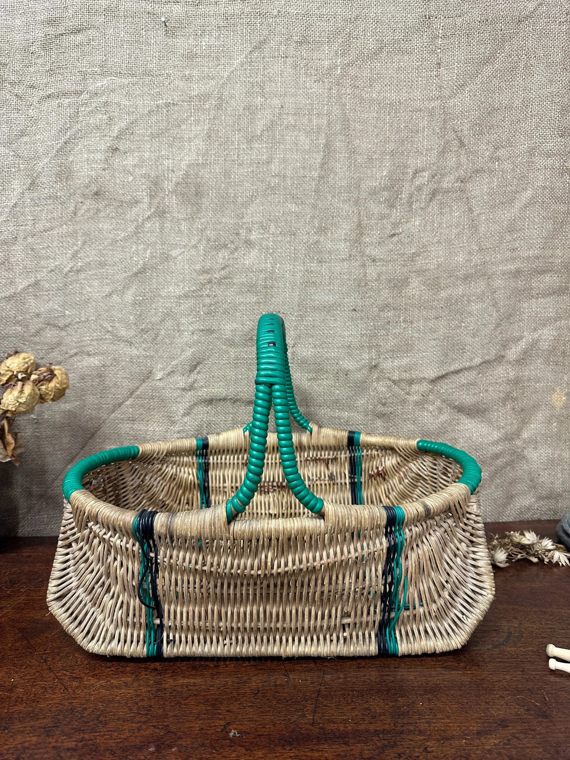 Green Wicker Hand Woven Basket The Blind Mole