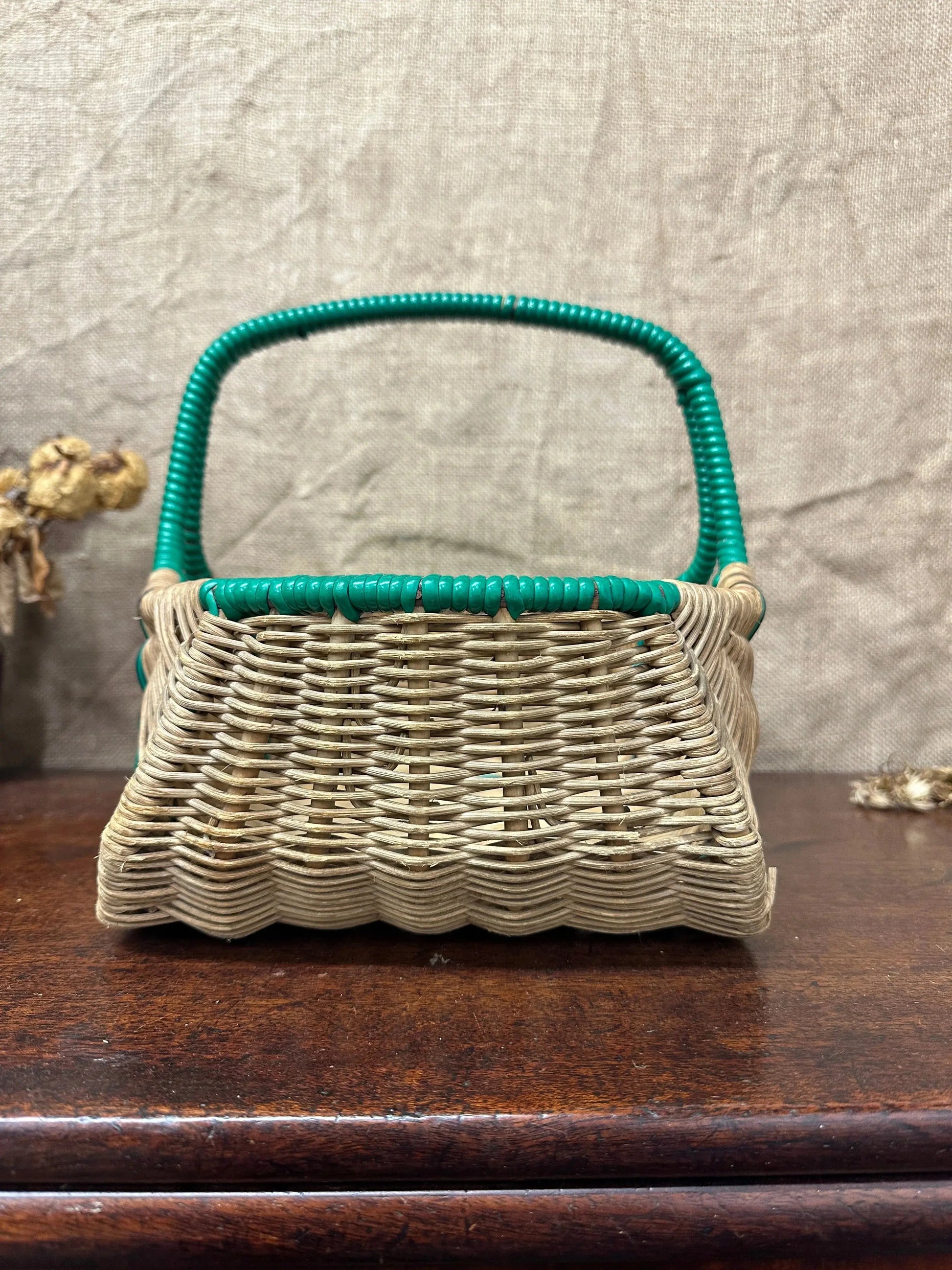 Green Wicker Hand Woven Basket The Blind Mole