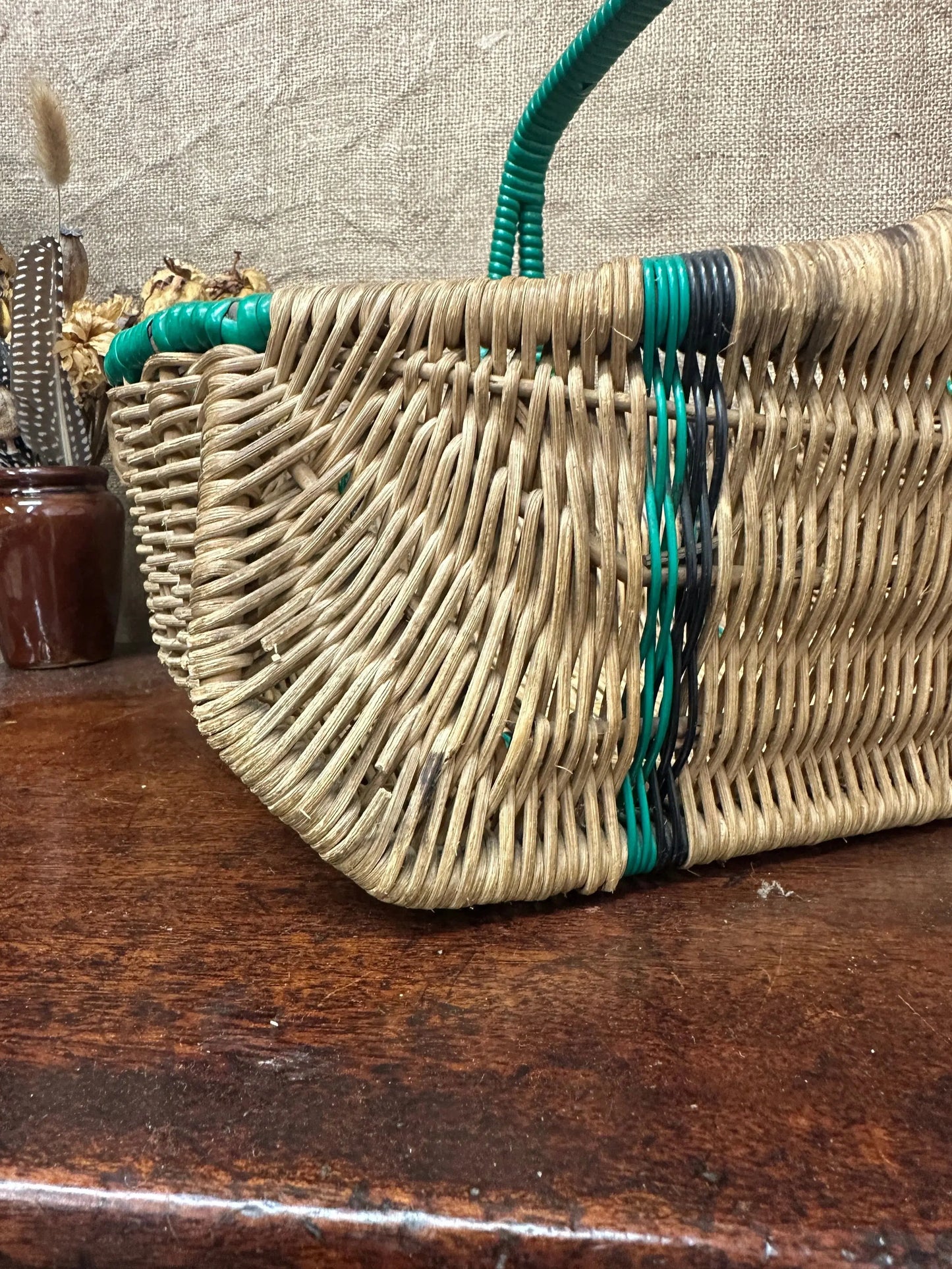 Green Wicker Hand Woven Basket The Blind Mole