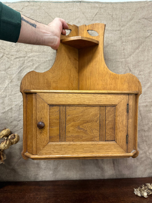 Antique Arts and Crafts Oak Wall Cabinet The Blind Mole