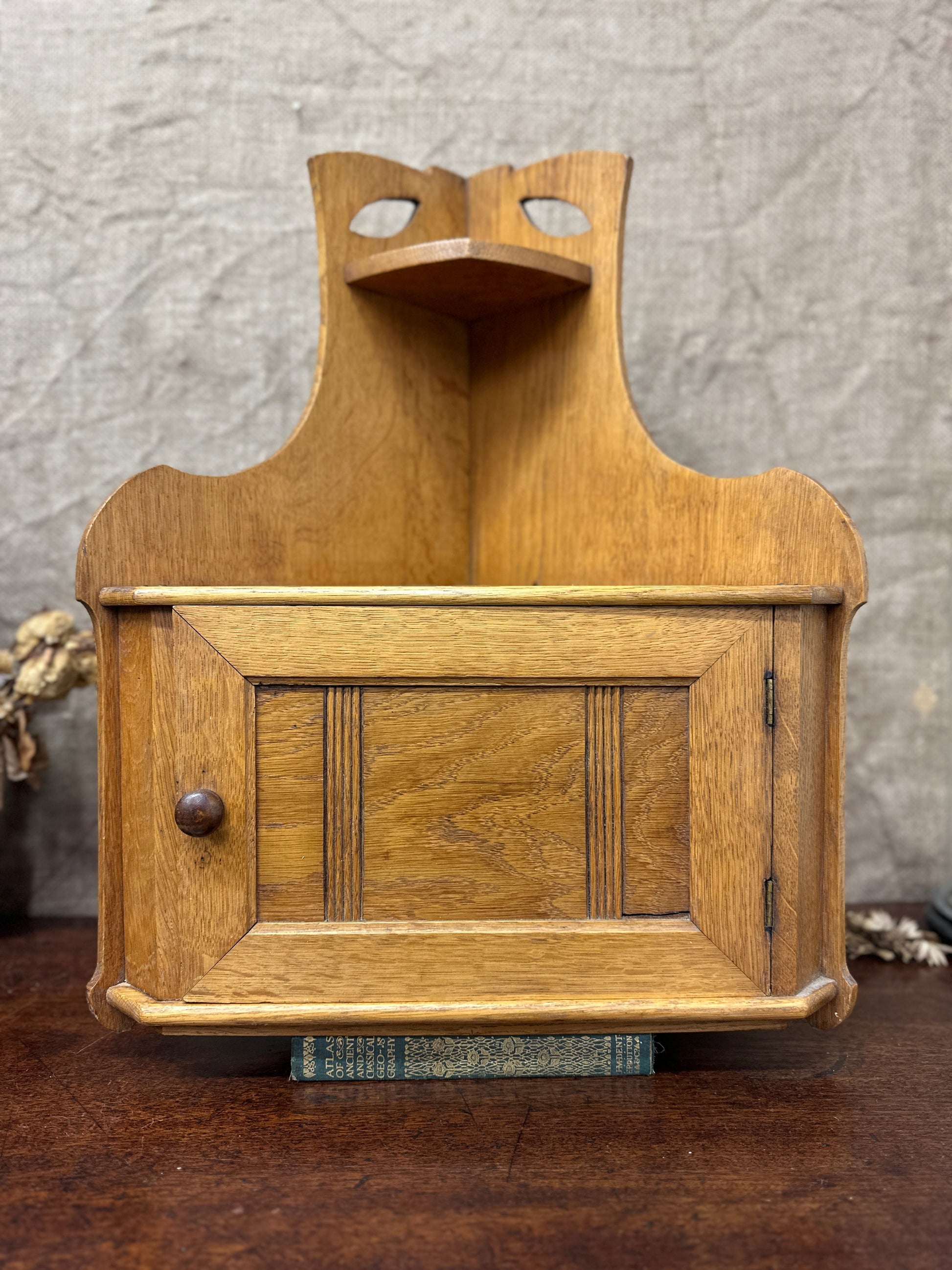 Antique Arts and Crafts Oak Wall Cabinet The Blind Mole