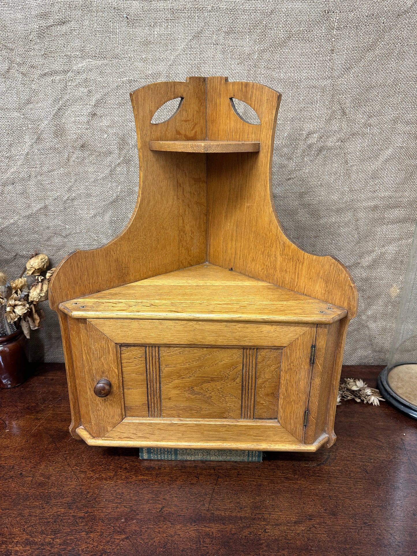 Antique Arts and Crafts Oak Wall Cabinet The Blind Mole