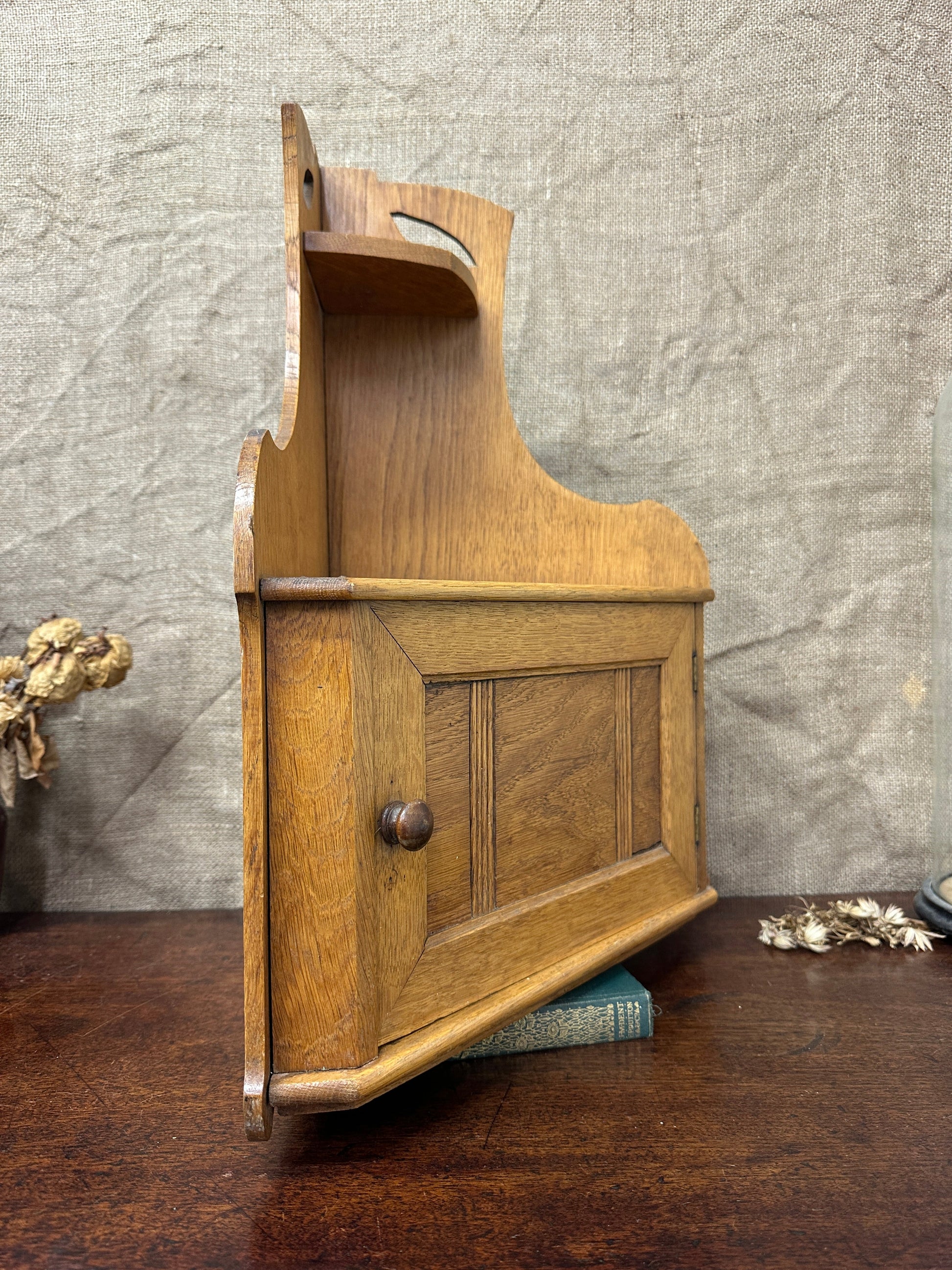 Antique Arts and Crafts Oak Wall Cabinet The Blind Mole