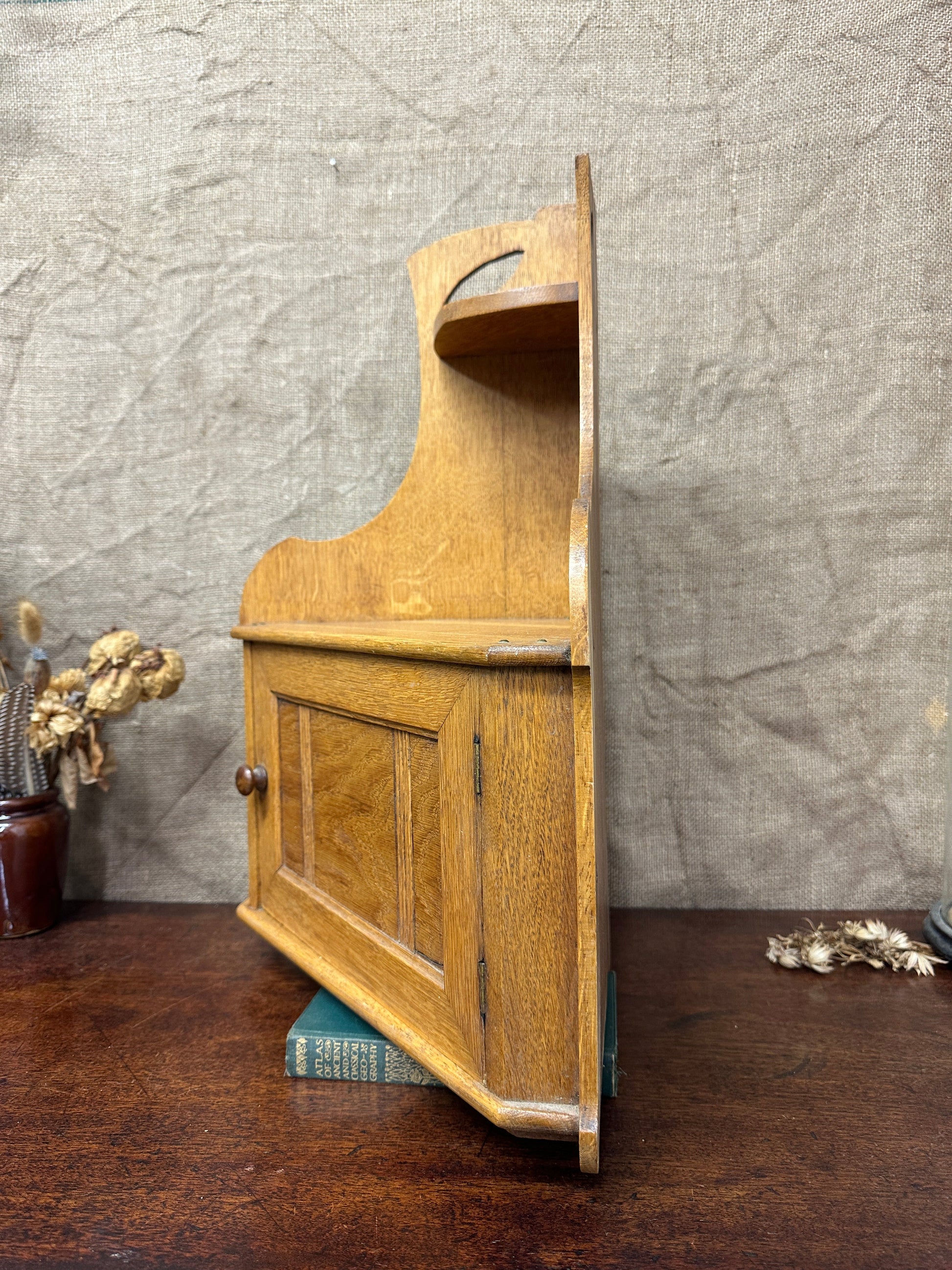 Antique Arts and Crafts Oak Wall Cabinet The Blind Mole