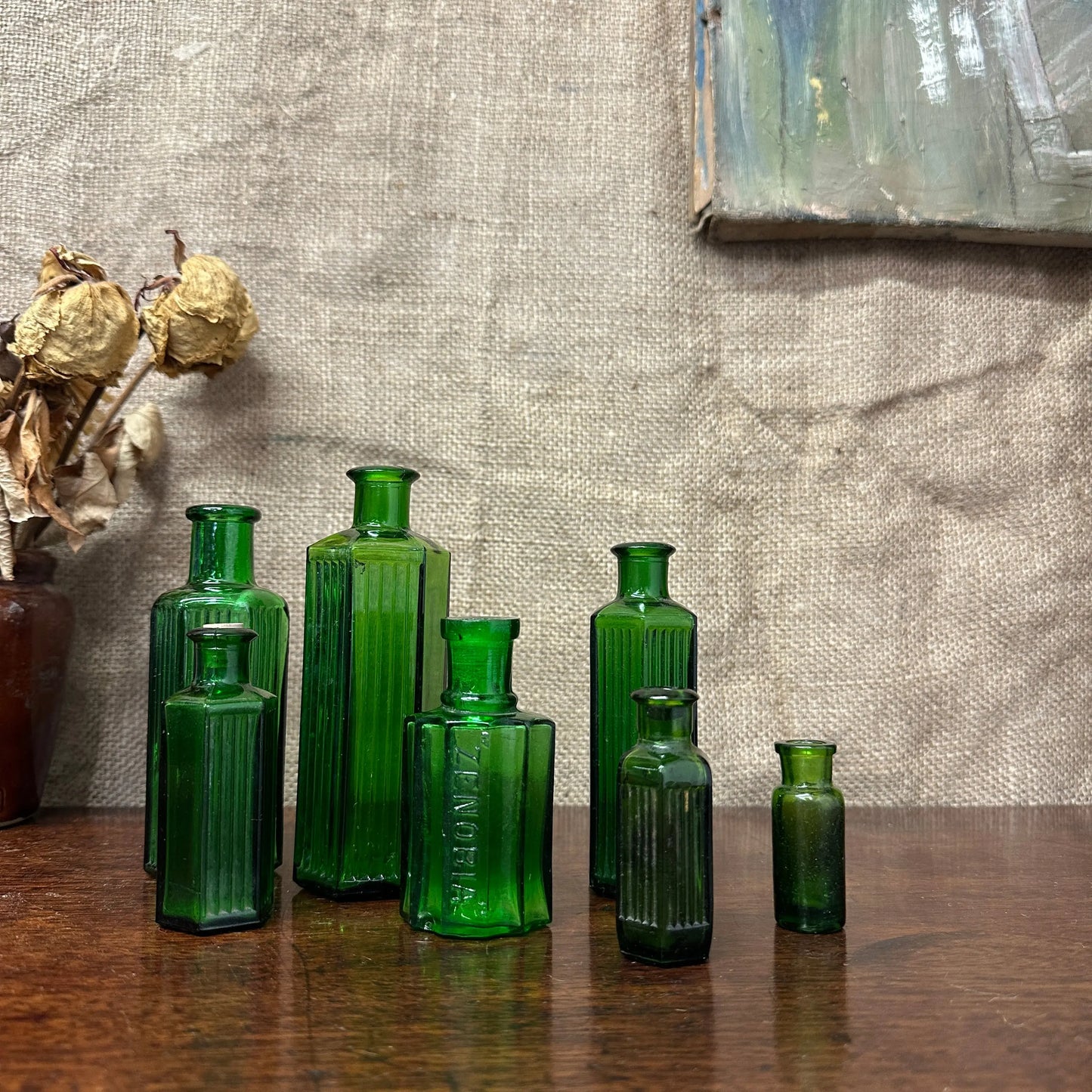Seven Green Poison Apothecary Chemist Bottles The Blind Mole