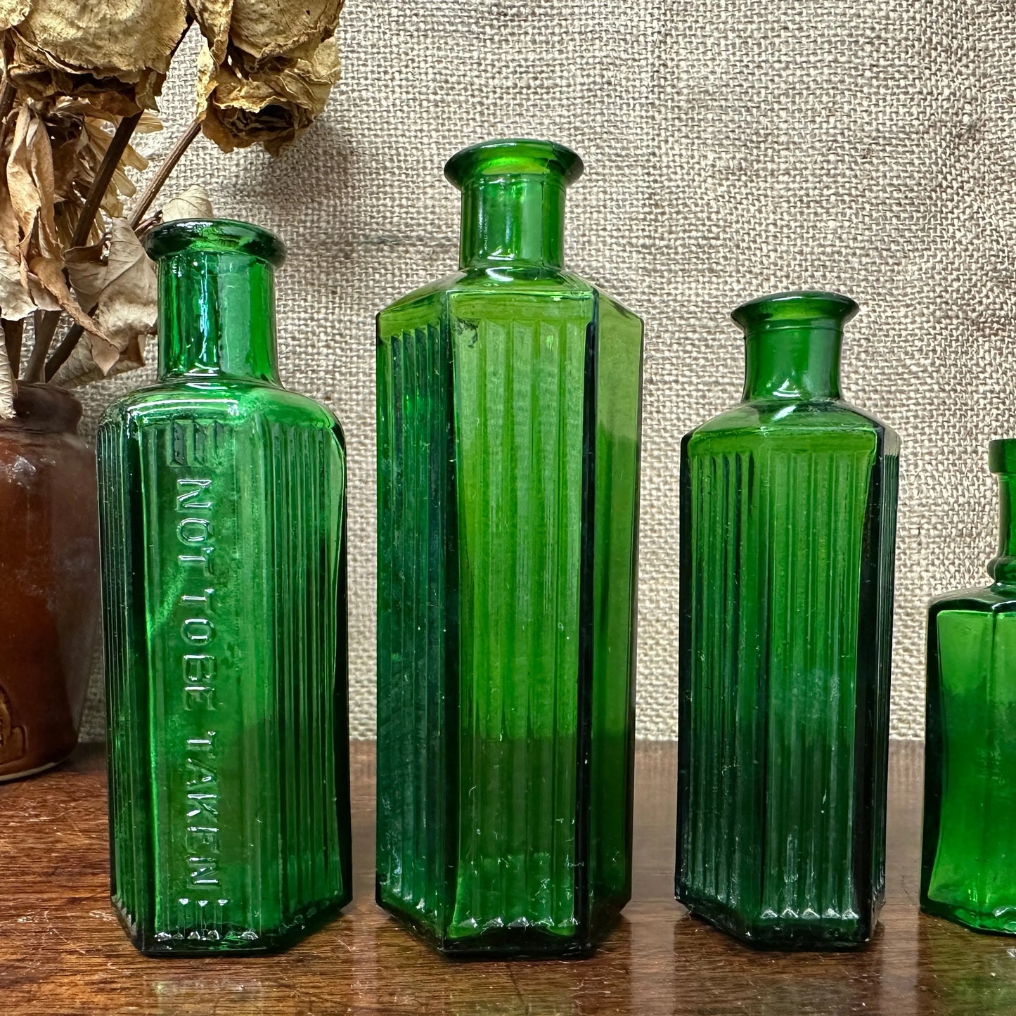 Seven Green Poison Apothecary Chemist Bottles The Blind Mole