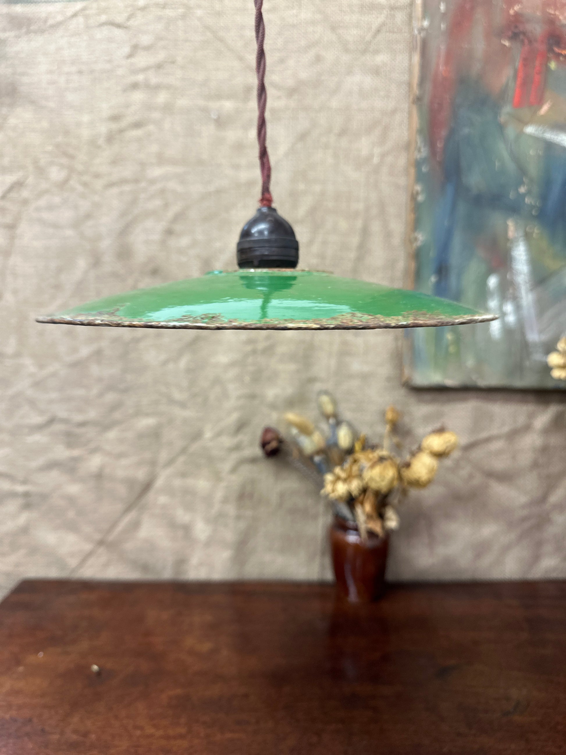 French Green Enamel Light Shade The Blind Mole