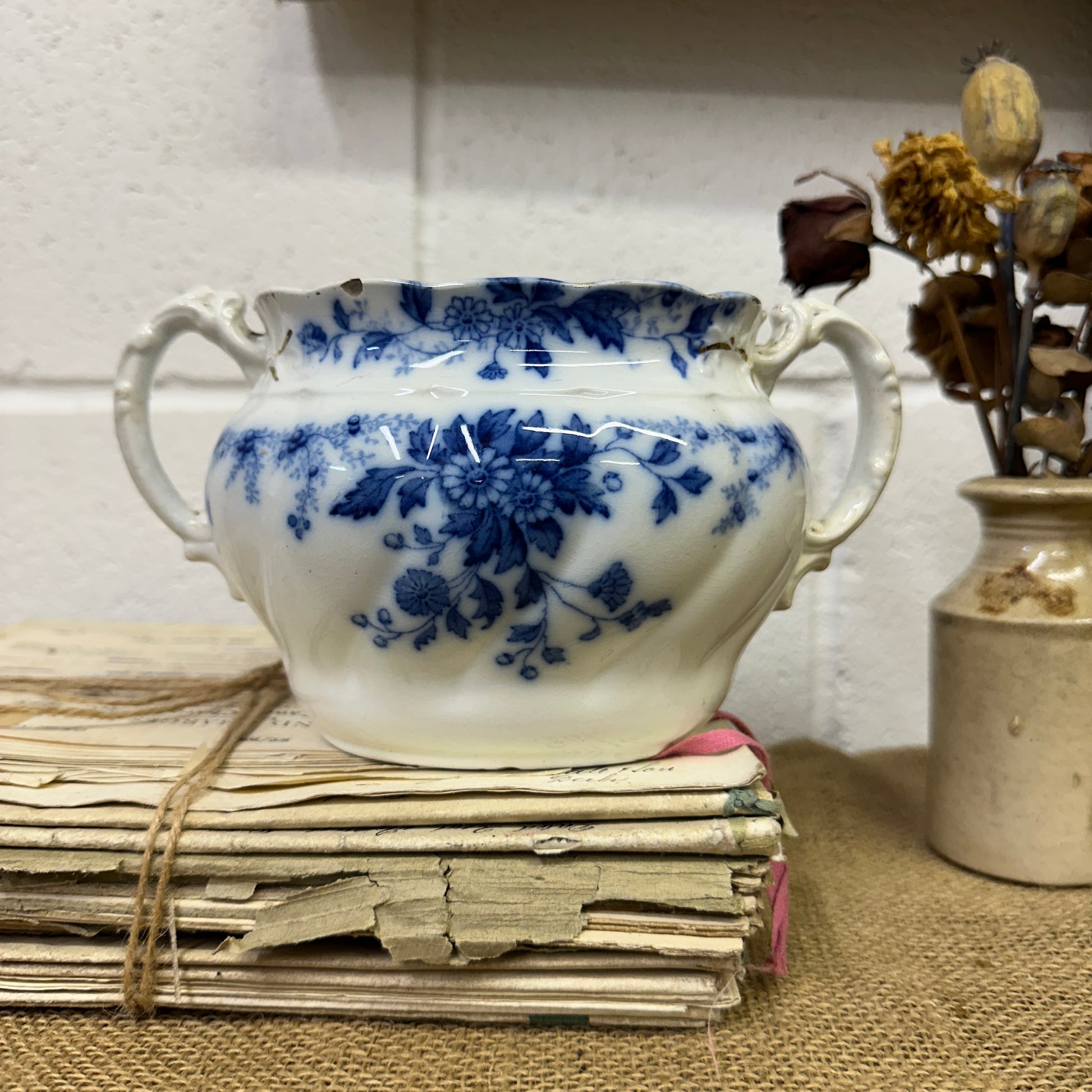 Flow Blue Sugar Bowl Pot - The Blind Mole